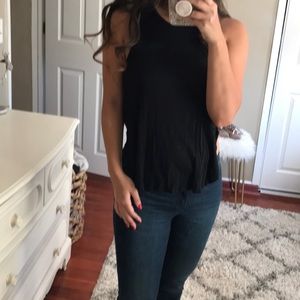 Black high neck free people slit tank